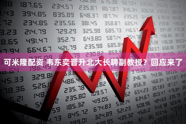 可米隆配资 韦东奕晋升北大长聘副教授？回应来了