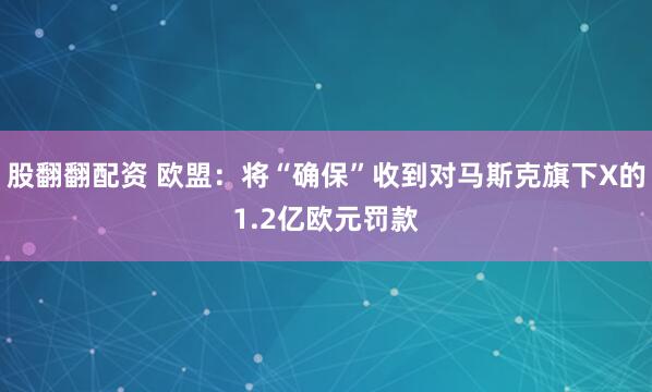 股翻翻配资 欧盟：将“确保”收到对马斯克旗下X的1.2亿欧元罚款